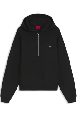 Hoodie aus strukturiertem Baumwoll-Mix mit Reißverschluss am Kragen