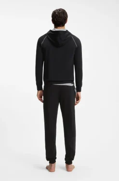 Hoodie mit Reißverschluss aus Stretch-Baumwolle mit Kontrastpaspeln