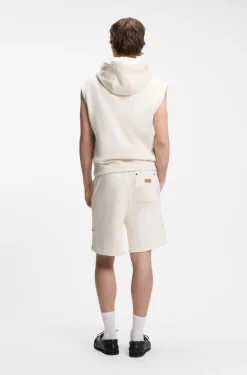 Hoodie ohne Ärmel aus Baumwoll-Terry mit Logo-Aufnäher