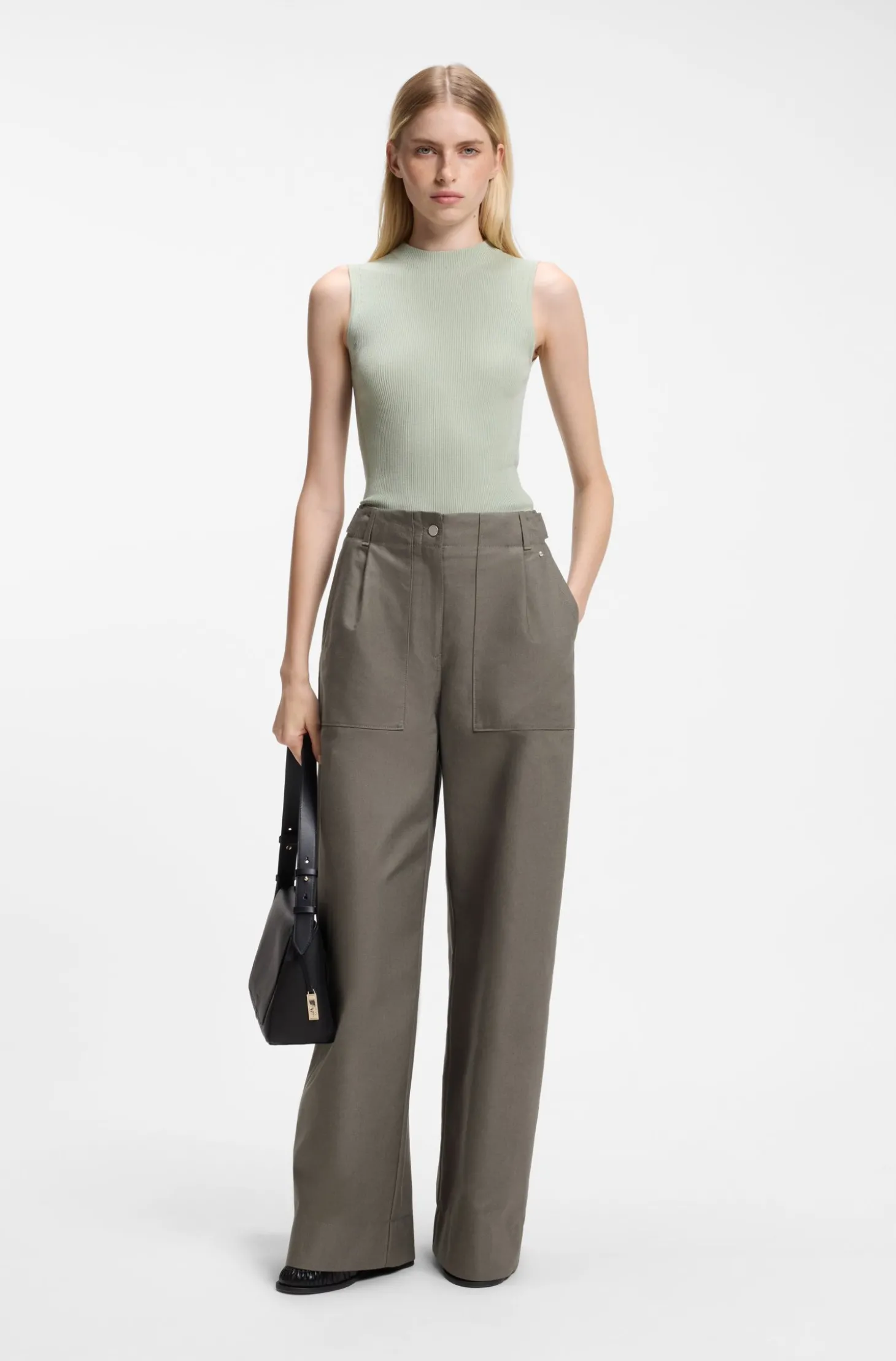 Hose aus Baumwoll-Denim mit weitem Beinverlauf