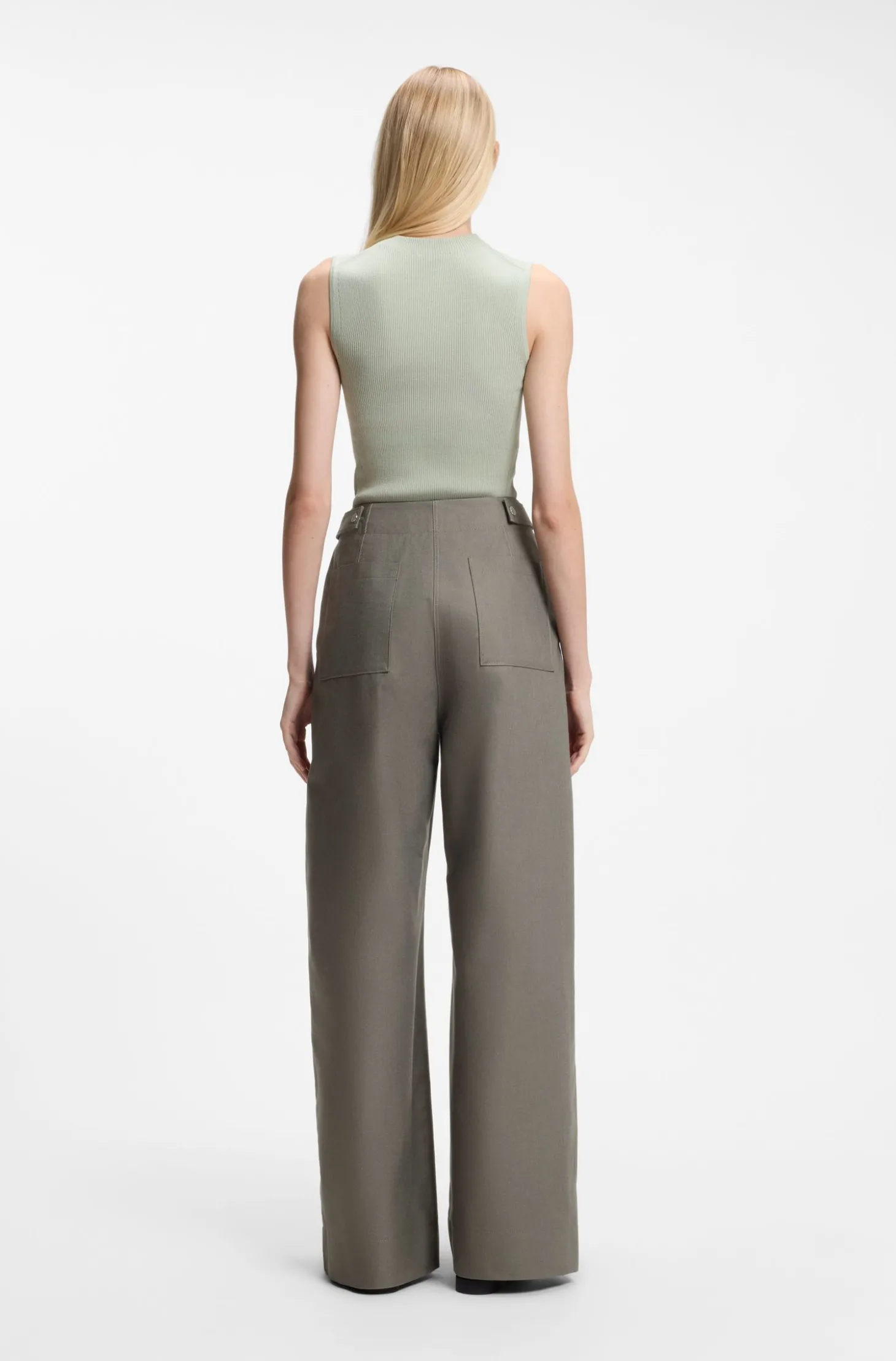Hose aus Baumwoll-Denim mit weitem Beinverlauf