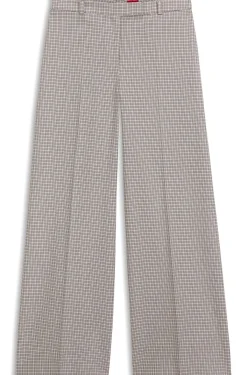 Hose mit weitem Beinverlauf und feinem Karo