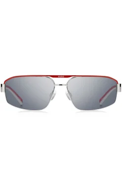 HUGO Eyewear Sonnenbrille im Wrap-Style in Weiß und Rot