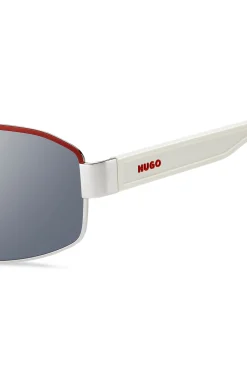 HUGO Eyewear Sonnenbrille im Wrap-Style in Weiß und Rot