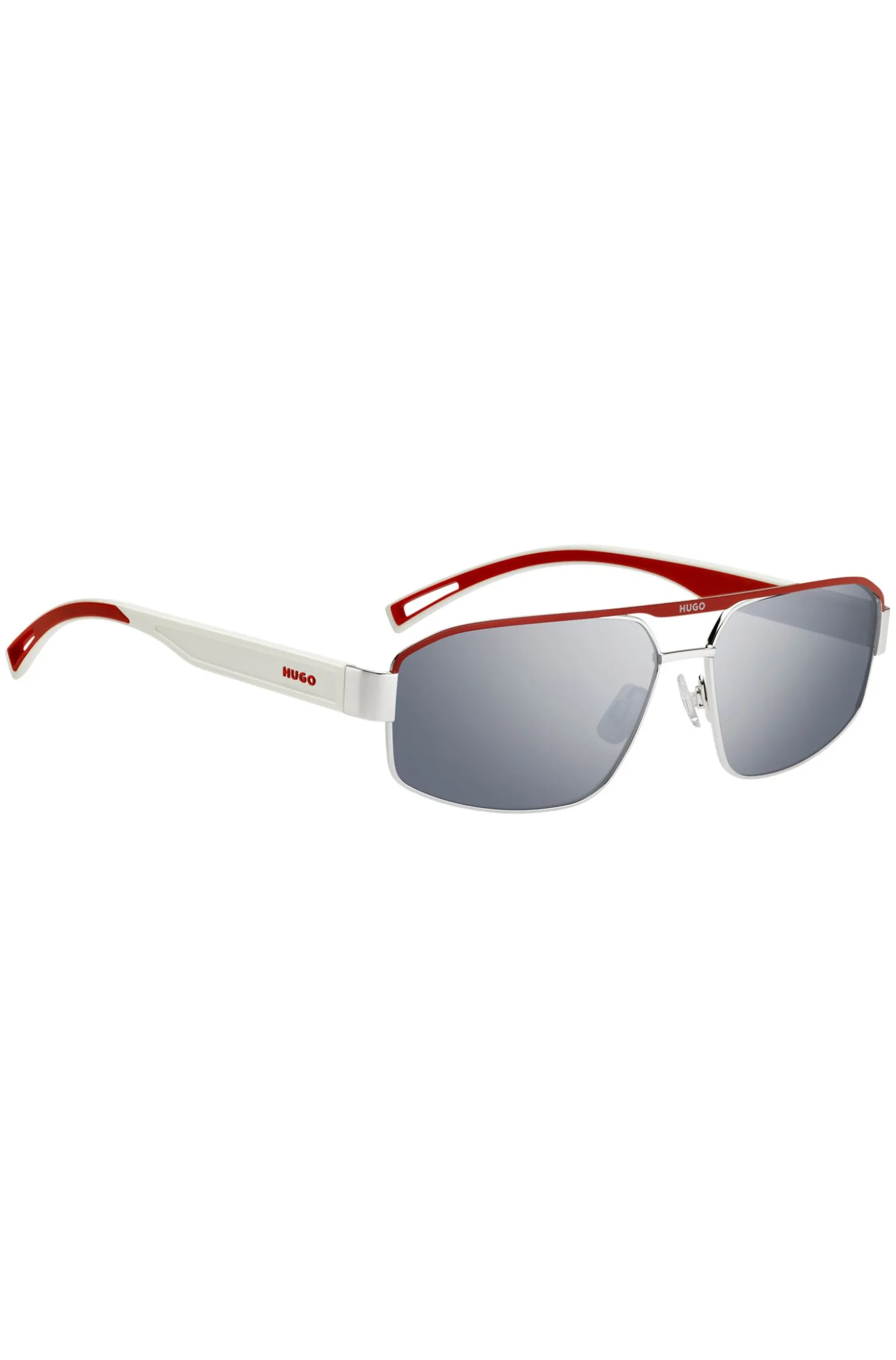 HUGO Eyewear Sonnenbrille im Wrap-Style in Weiß und Rot