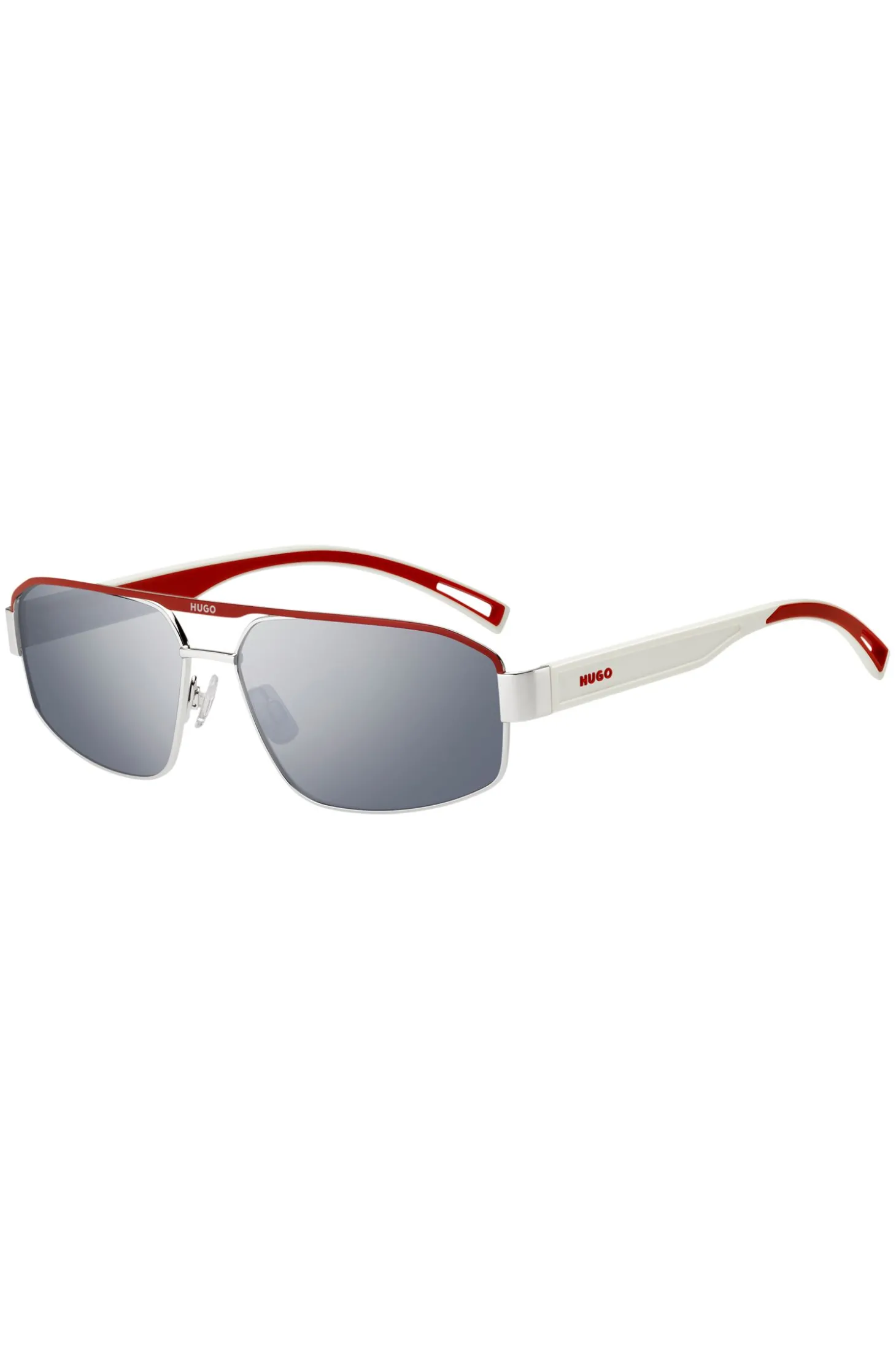 HUGO Eyewear Sonnenbrille im Wrap-Style in Weiß und Rot