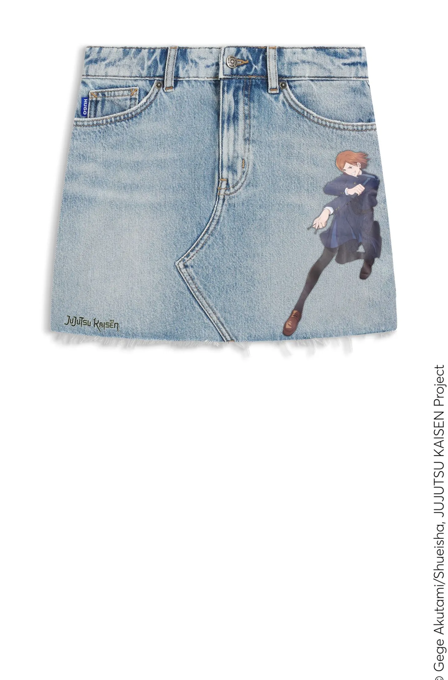 HUGO x Jujutsu Kaisen Denim-Rock mit Nobara-Print