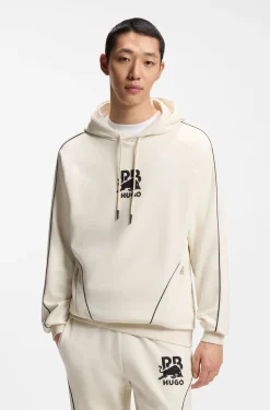 HUGO x RB Hoodie aus Stretch-Baumwolle mit Stier-Motiv