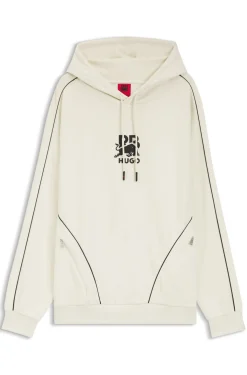 HUGO x RB Hoodie aus Stretch-Baumwolle mit Stier-Motiv