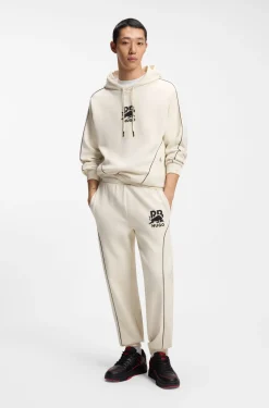 HUGO x RB Hoodie aus Stretch-Baumwolle mit Stier-Motiv