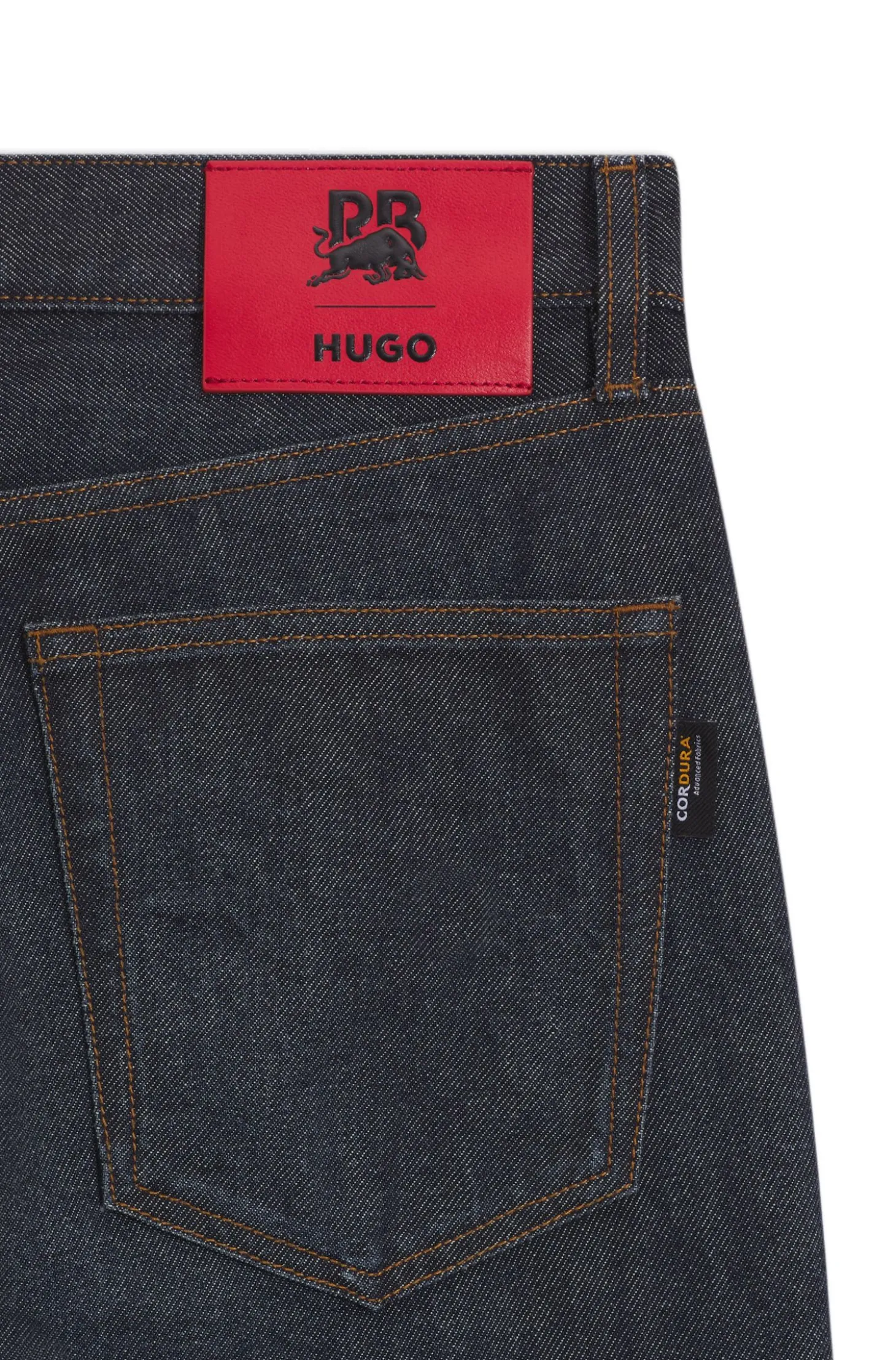 HUGO x RB Regular-Fit Jeans aus blauem Denim