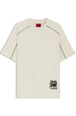 HUGO x RB T-Shirt aus Baumwoll-Mix mit kontrastfarbenen Paspeln