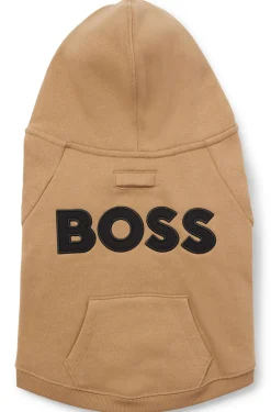 Hunde-Hoodie aus Baumwoll-Mix mit Kontrast-Logo