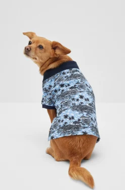 Hunde-Poloshirt aus Baumwolle mit Palmen-Print