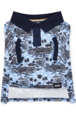 Hunde-Poloshirt aus Baumwolle mit Palmen-Print