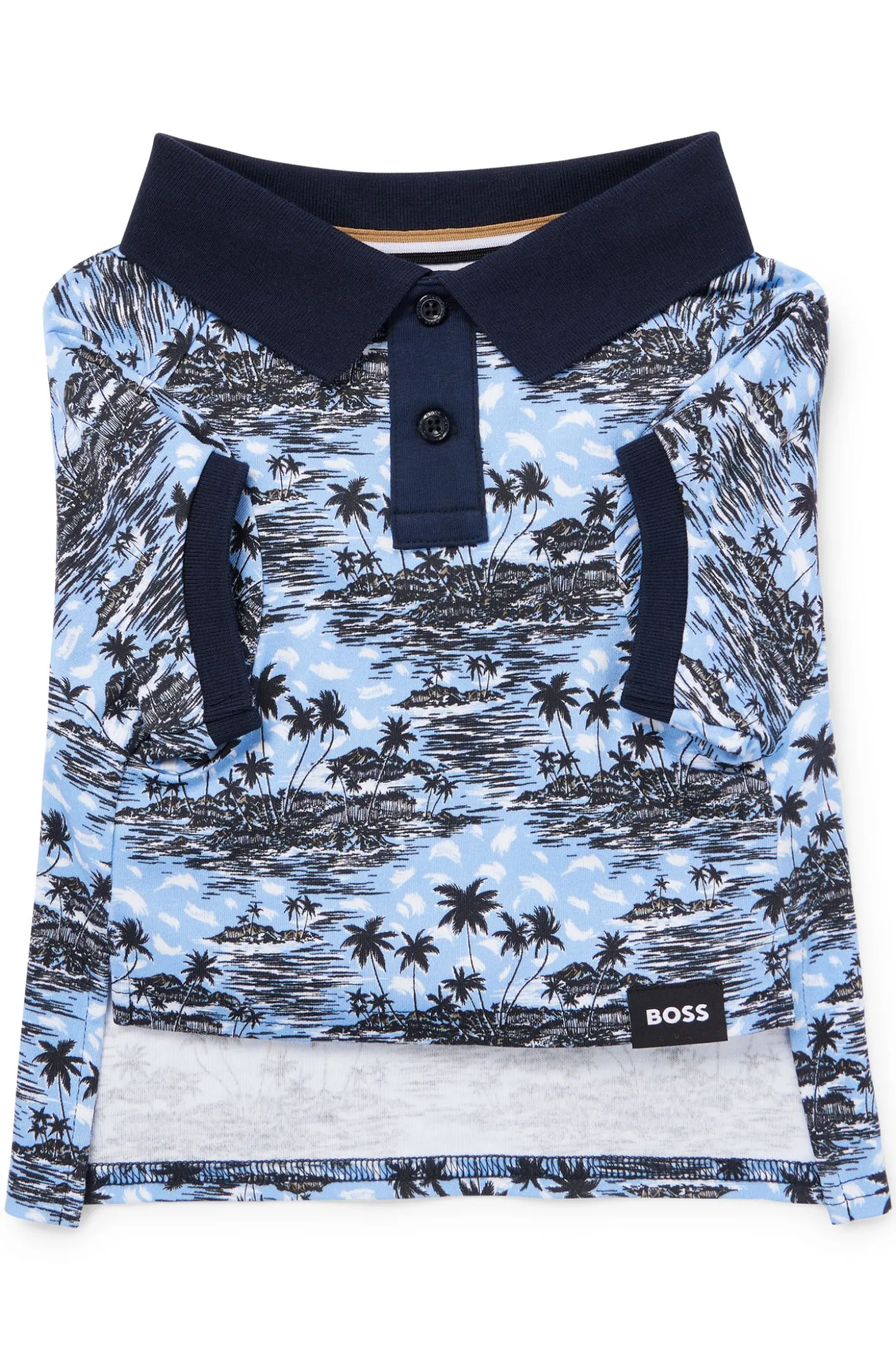 Hunde-Poloshirt aus Baumwolle mit Palmen-Print
