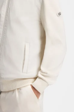Hybrid-Jacke aus Baumwoll-Strick mit Bomberkragen