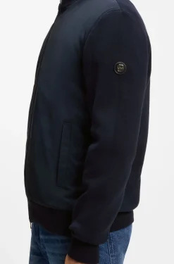 Hybrid-Jacke aus Baumwoll-Strick mit Bomberkragen