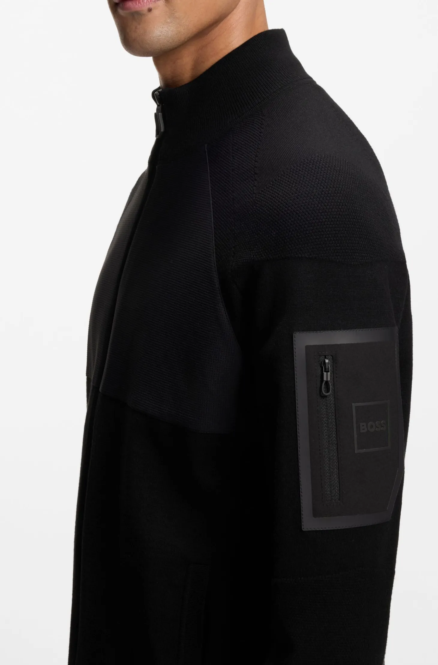 Hybrid-Jacke aus Strick mit Waffelstruktur