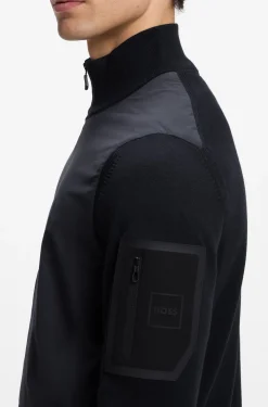 Hybrid-Jacke mit Strickärmeln und Strick hinten