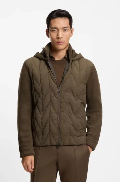 Hybrid-Jacke mit Wollärmeln und Daunenfüllung vorn