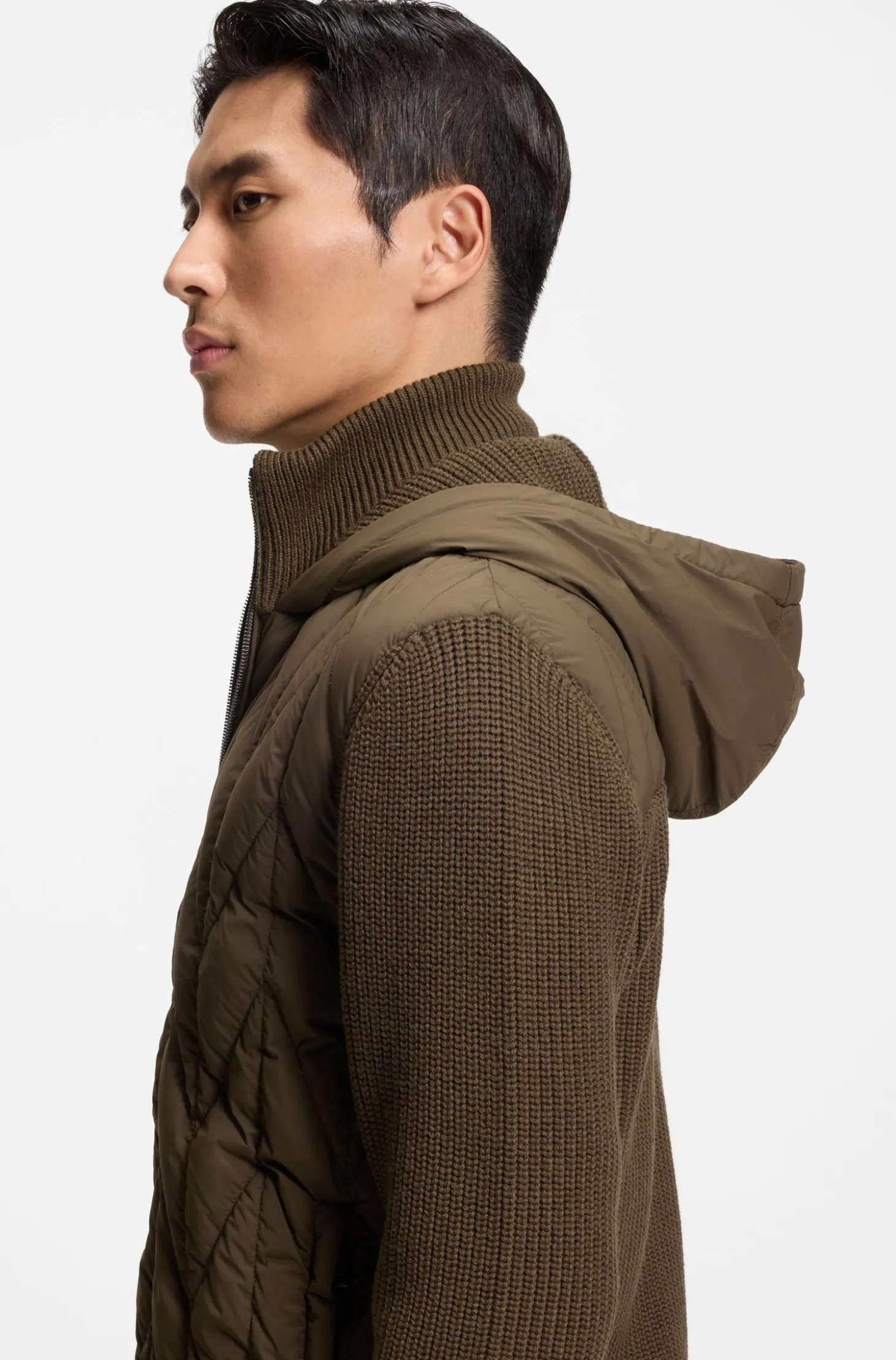 Hybrid-Jacke mit Wollärmeln und Daunenfüllung vorn