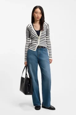 Indigoblaue Boyfriend-Fit Jeans aus Baumwollgemisch