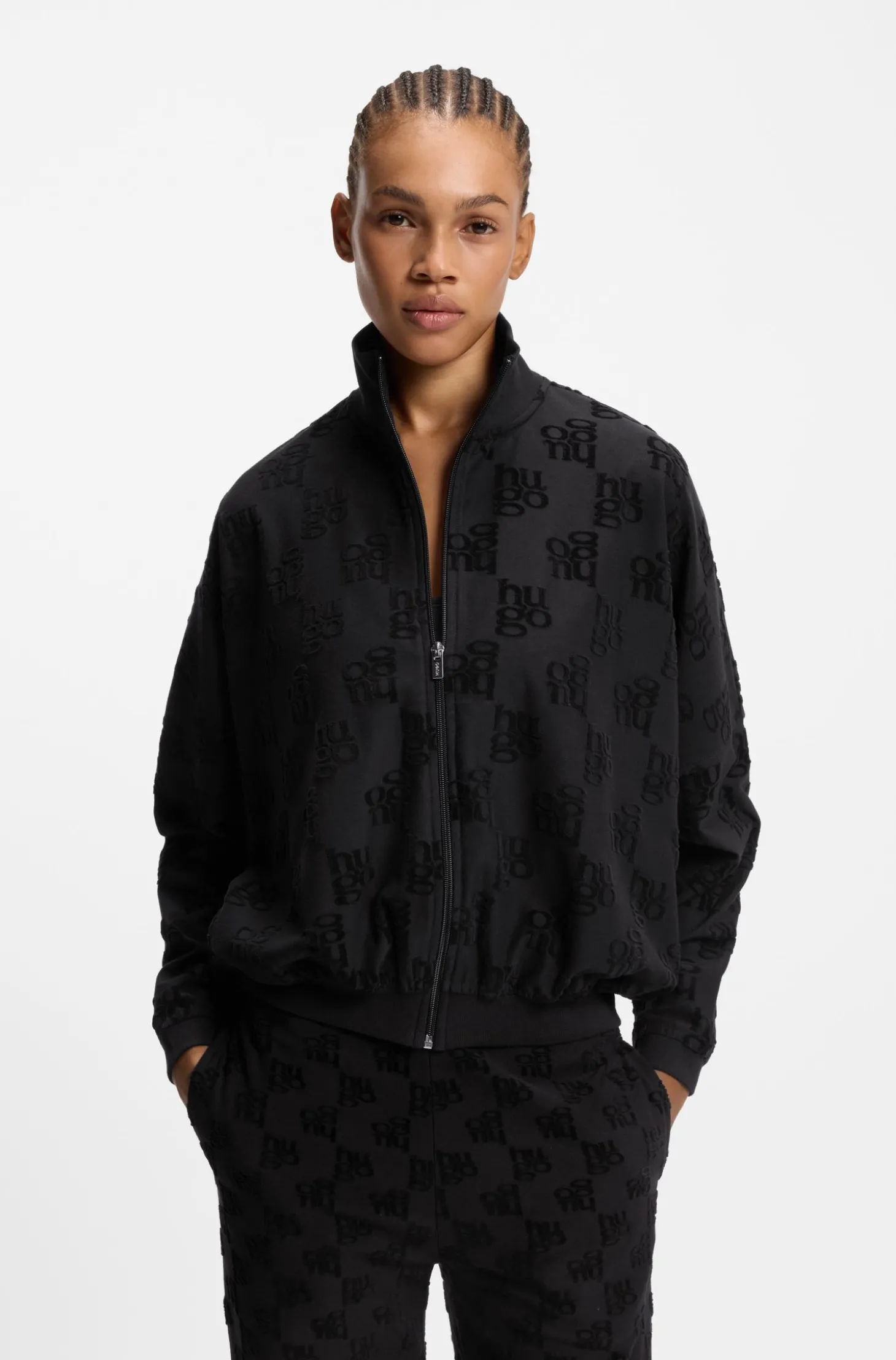 Jacke aus Baumwoll-Mix mit Allover-Logo-Muster