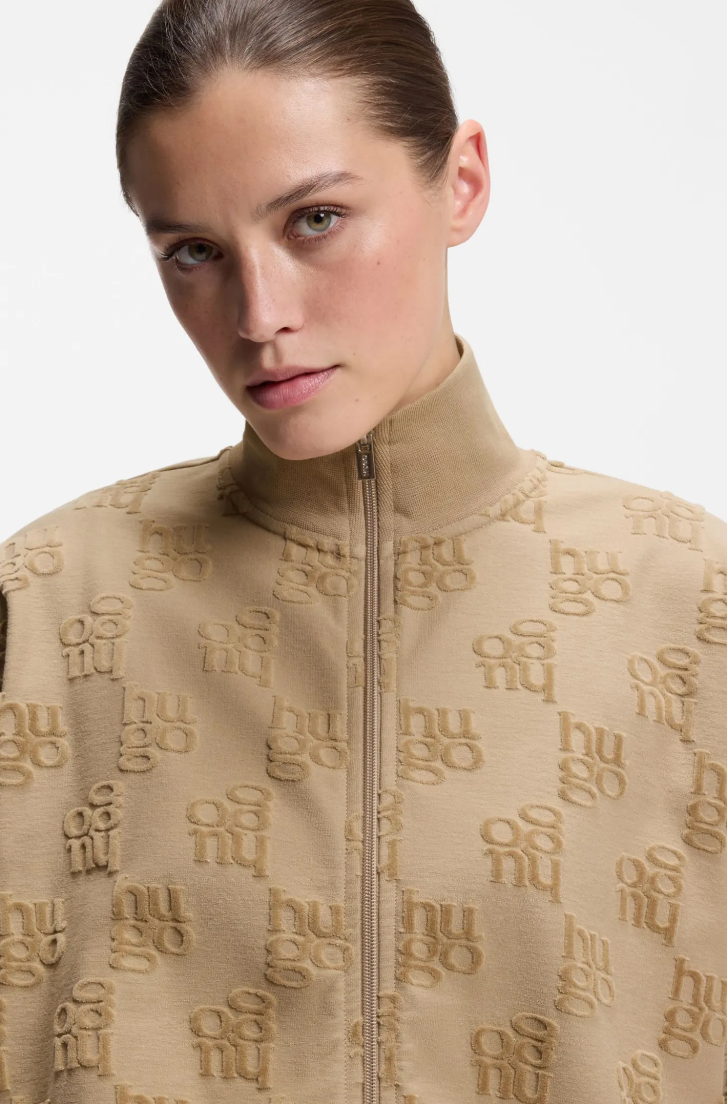 Jacke aus Baumwoll-Mix mit Allover-Logo-Muster