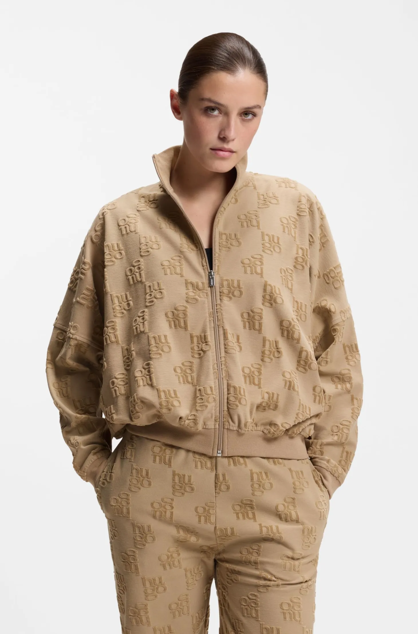 Jacke aus Baumwoll-Mix mit Allover-Logo-Muster