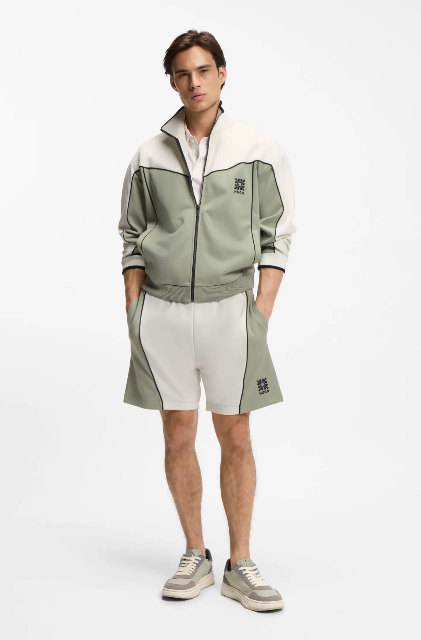 Jacke aus Baumwoll-Mix mit gesticktem Logo-Artwork
