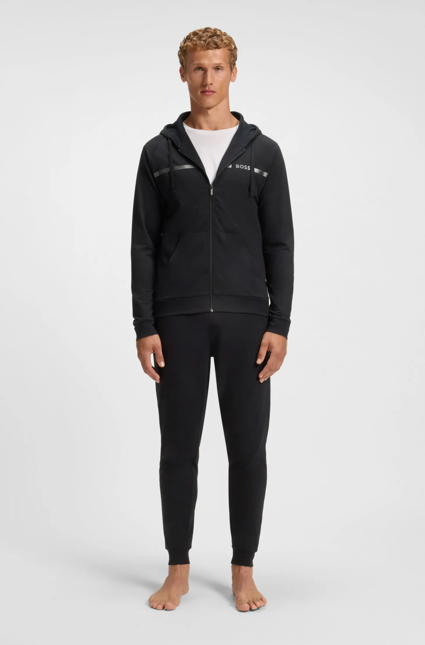 Jacke aus Baumwoll-Terry mit Logo und Streifen