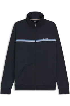 Jacke aus Baumwoll-Terry mit Streifen und Logo