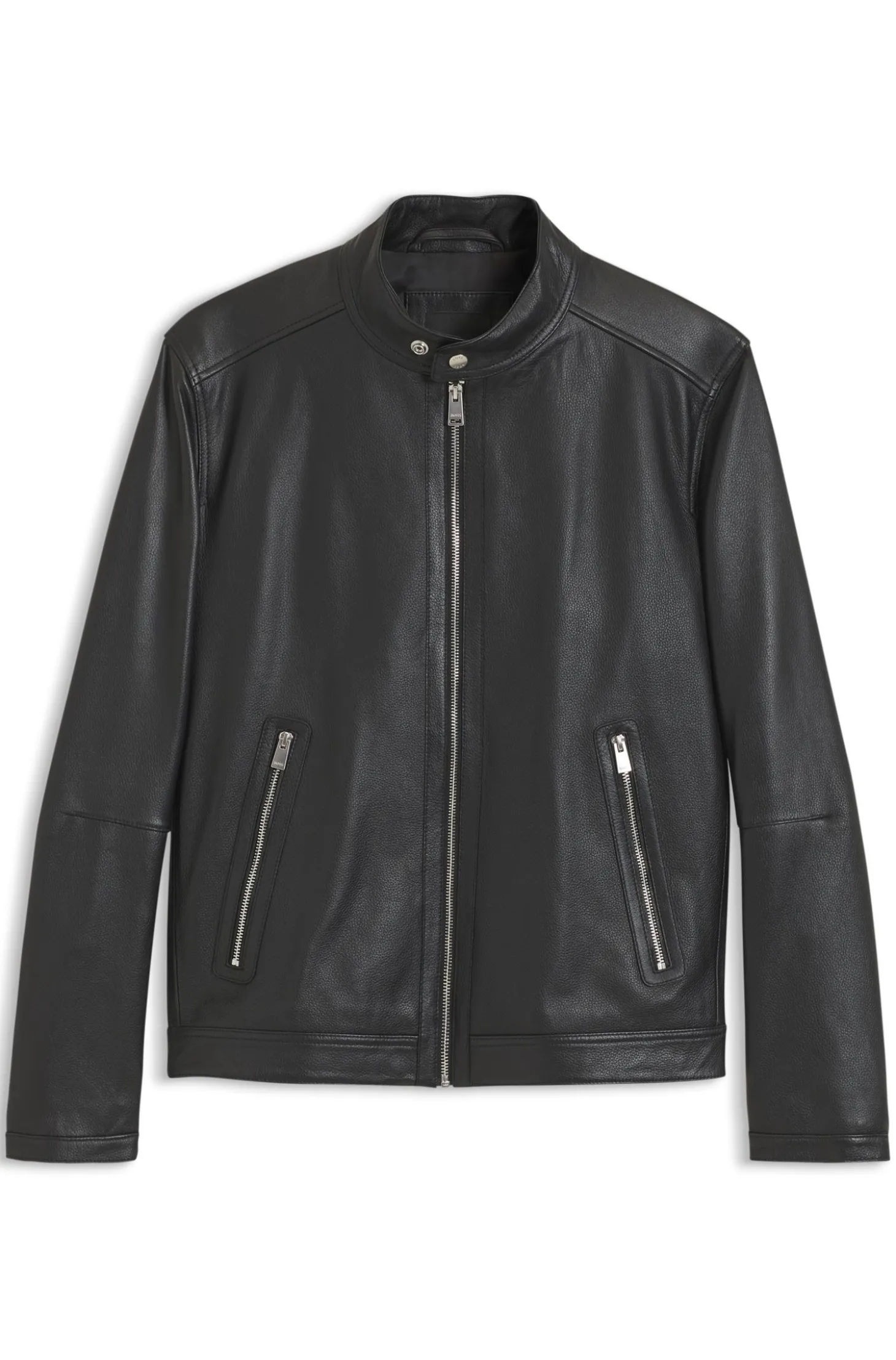 Jacke aus genarbtem Leder mit Logo-Details