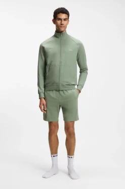 Jacke aus Stretch-Baumwolle mit Reißverschluss und Kontrast-Paspeln