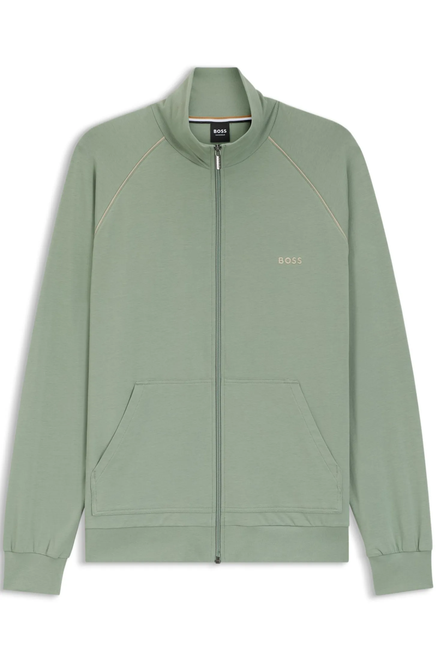 Jacke aus Stretch-Baumwolle mit Reißverschluss und Kontrast-Paspeln