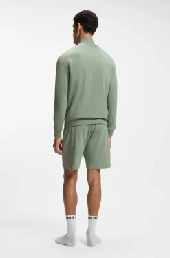 Jacke aus Stretch-Baumwolle mit Reißverschluss und Kontrast-Paspeln