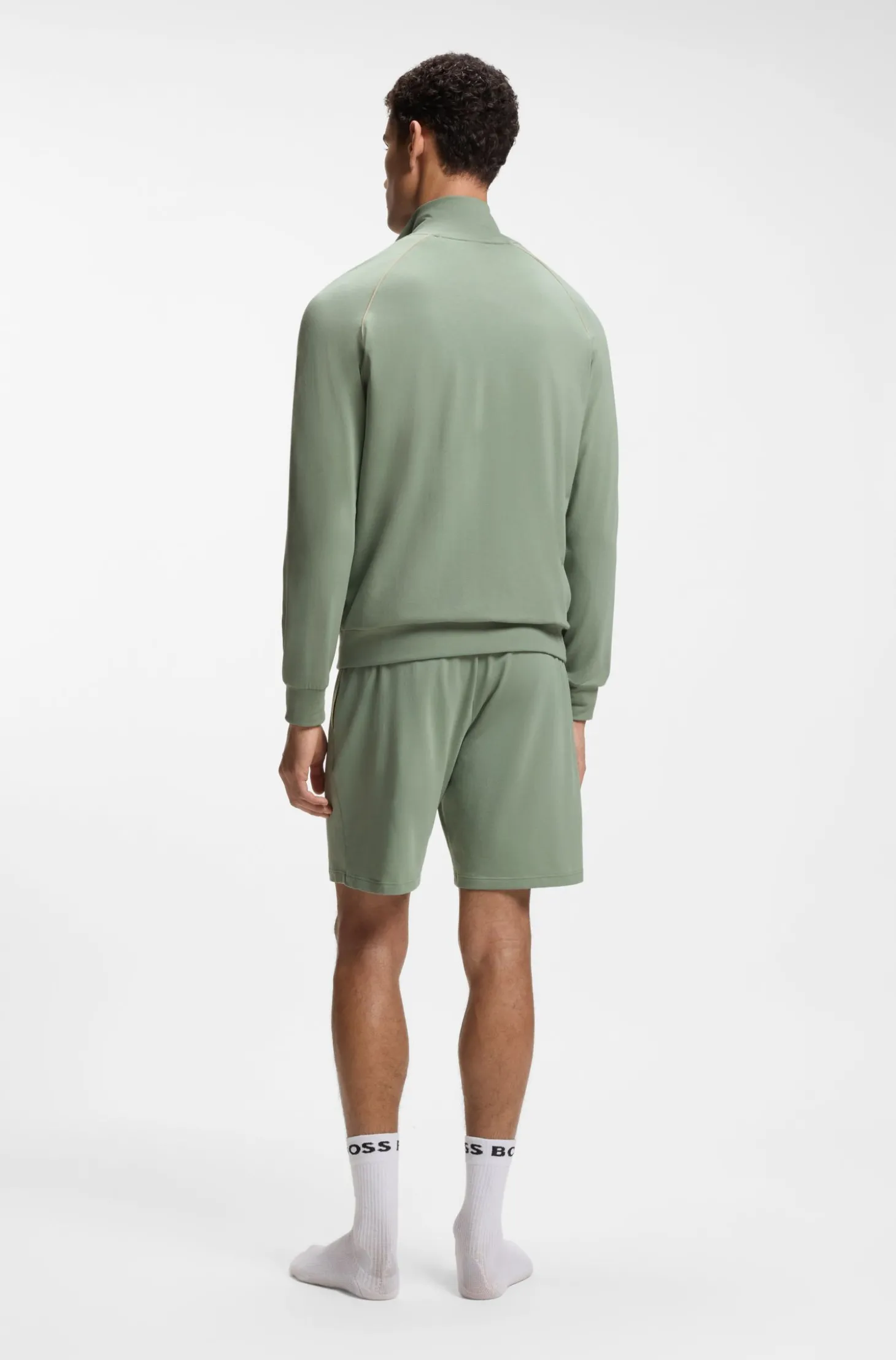 Jacke aus Stretch-Baumwolle mit Reißverschluss und Kontrast-Paspeln