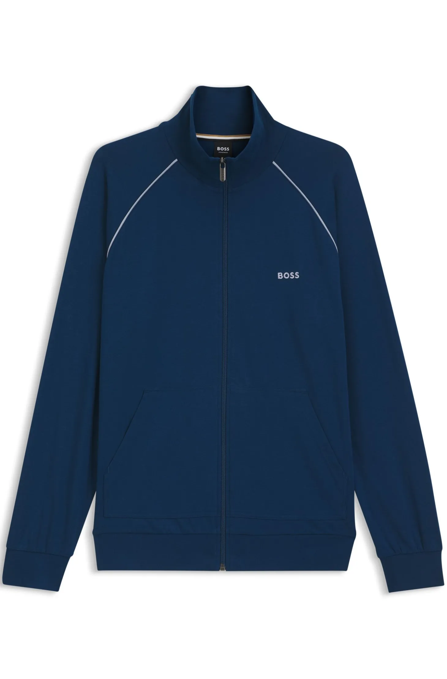 Jacke aus Stretch-Baumwolle mit Reißverschluss und Kontrast-Paspeln
