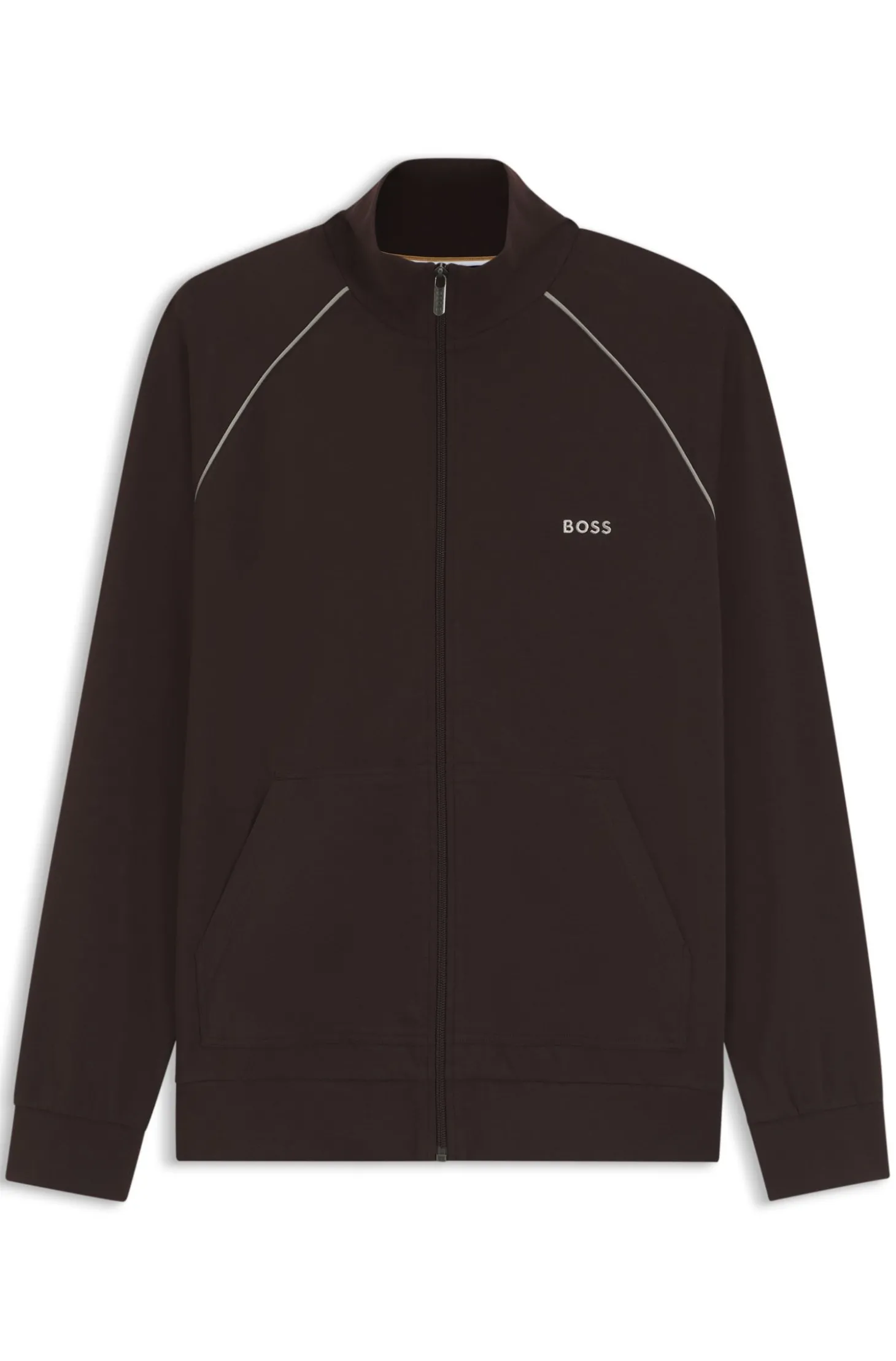 Jacke aus Stretch-Baumwolle mit Reißverschluss und Kontrast-Paspeln