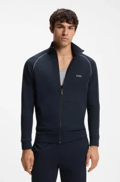 Jacke aus Stretch-Baumwolle mit Reißverschluss und Logo-Stickerei