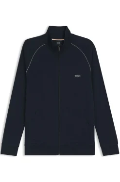 Jacke aus Stretch-Baumwolle mit Reißverschluss und Logo-Stickerei