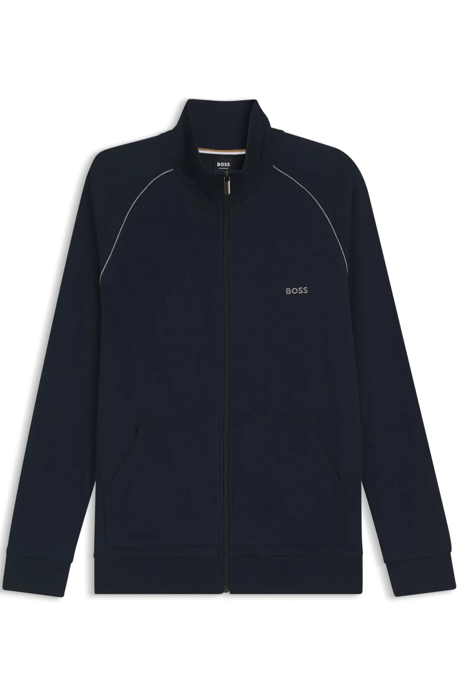 Jacke aus Stretch-Baumwolle mit Reißverschluss und Logo-Stickerei