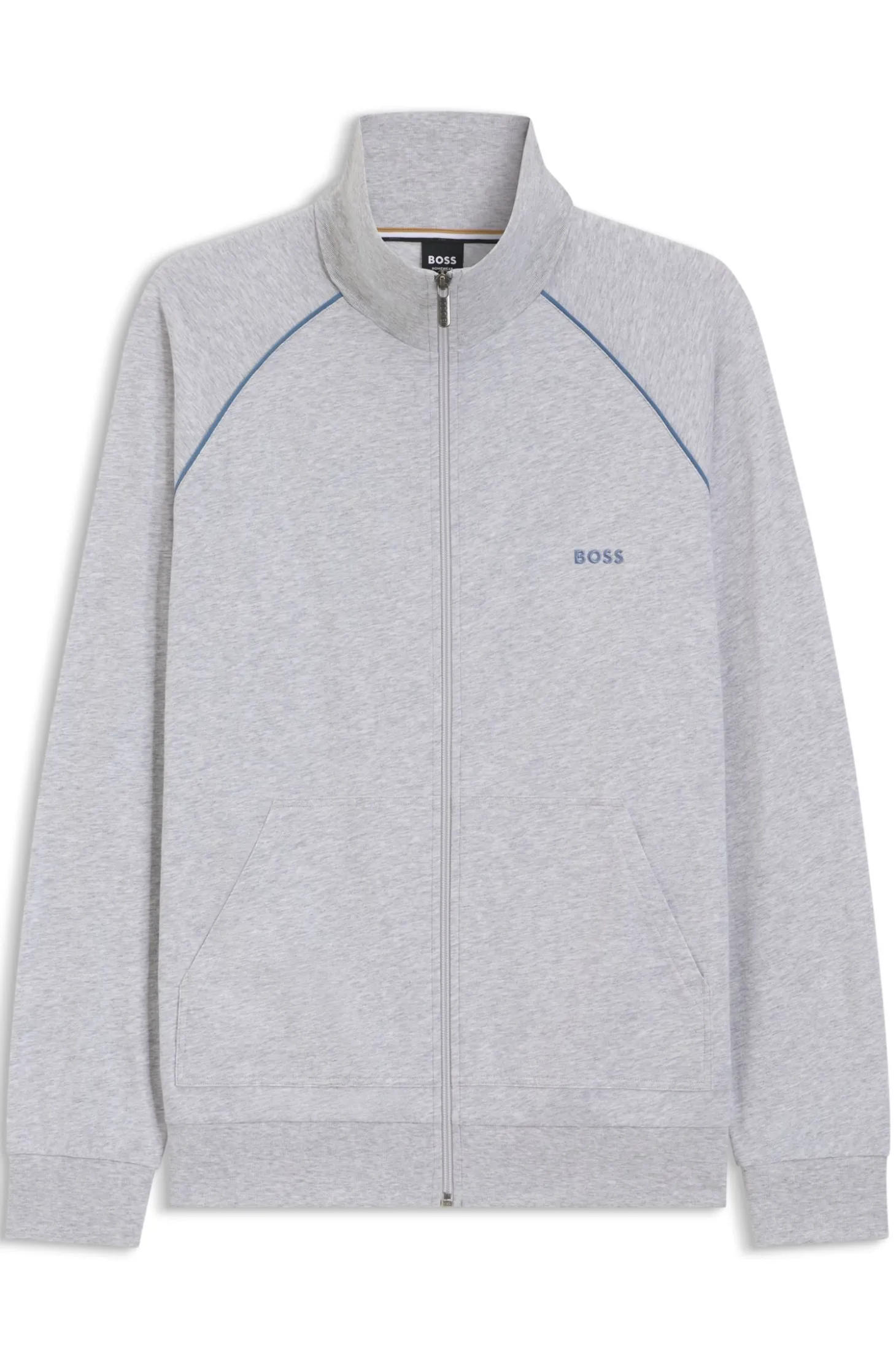 Jacke aus Stretch-Baumwolle mit Reißverschluss und Kontrast-Paspeln