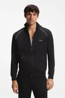 Jacke aus Stretch-Baumwolle mit Reißverschluss und Logo-Stickerei