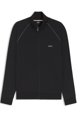Jacke aus Stretch-Baumwolle mit Reißverschluss und Logo-Stickerei
