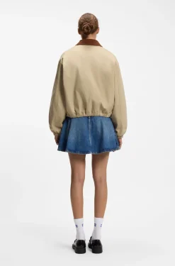 Jacke aus Stretch-Baumwolle mit Kontrastkragen aus Cord