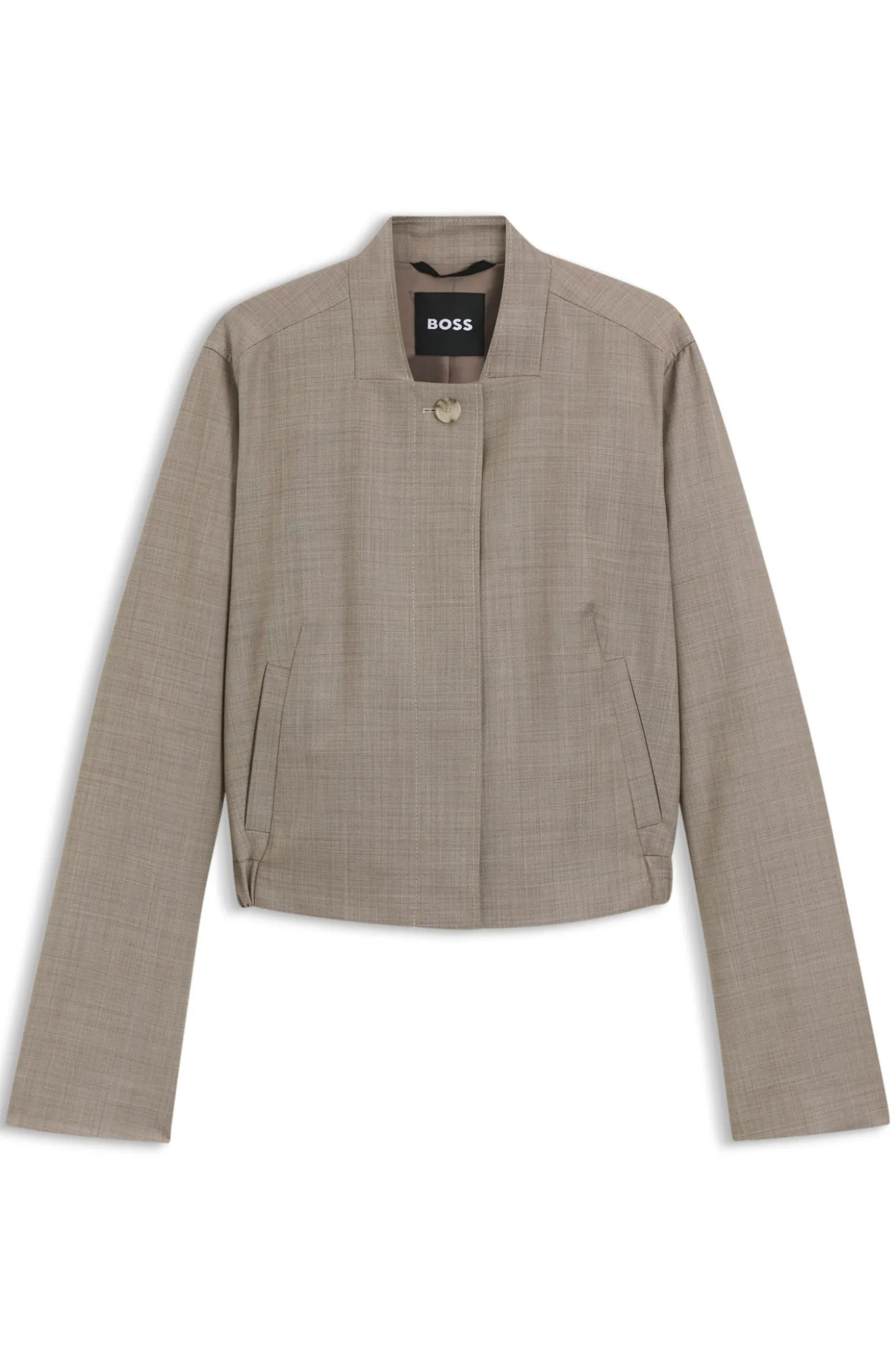 Jacke aus Stretch-Wolle mit Sharkskin-Webstruktur