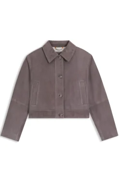 Jacke aus Veloursleder im Trucker-Stil