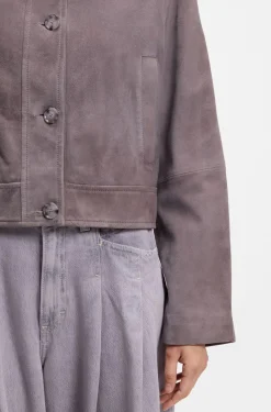 Jacke aus Veloursleder im Trucker-Stil